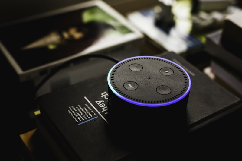 Smart speaker on a kitchen counter